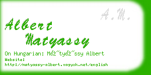 albert matyassy business card